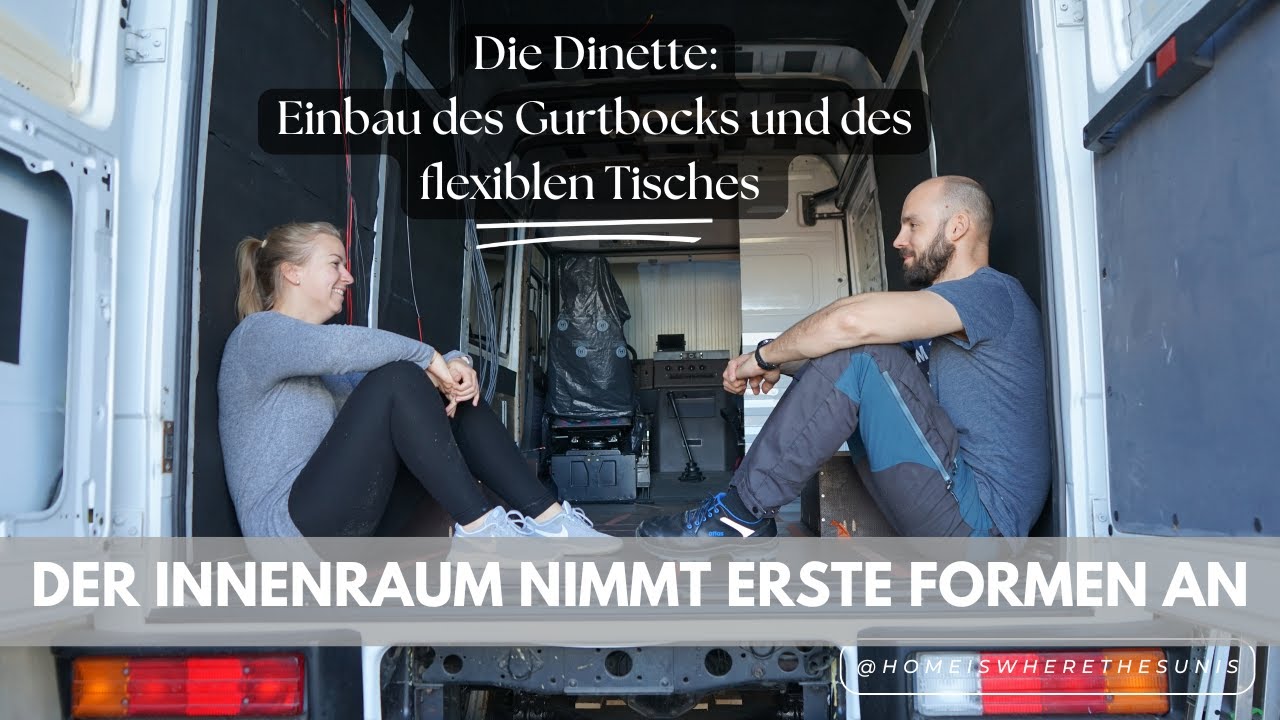 Die Dinette: Einbau des Gurtbocks und des flexiblen Tisches