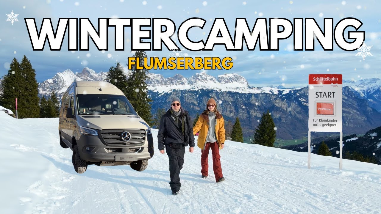 Trauriges Wintercamping ohne Schnee ? Alphütte entschädigt für tristes VANLIFE.