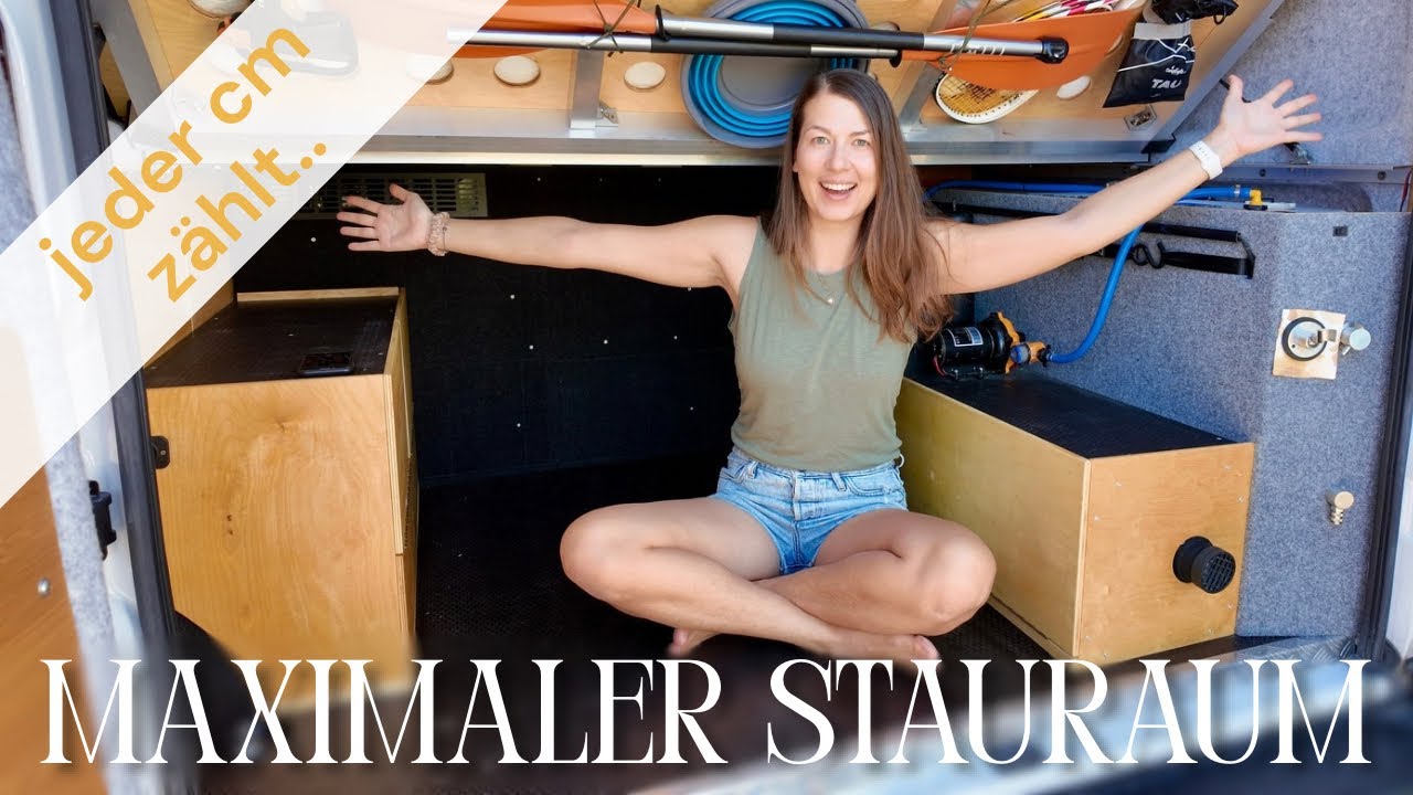 Unsere Heckgarage im DIY Camper – so viel passt rein
