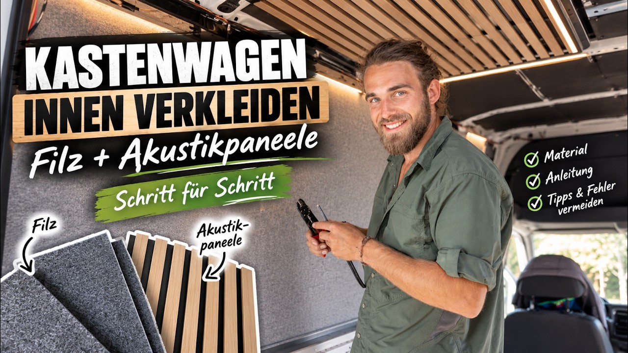 Vom Blechkasten zum Camper – Filz und Akustikpaneele anbringen #3