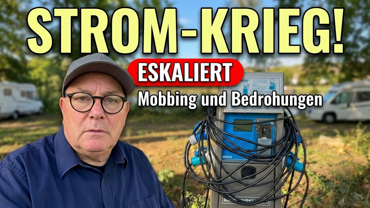 Stromkrieg Mobbing auf Wohnmobilstellplatz in Ochsenfurt Camper blockiert Stromsäule und rastet aus